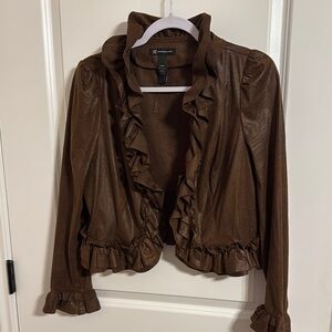 Brown Ruffled Women's Jacket